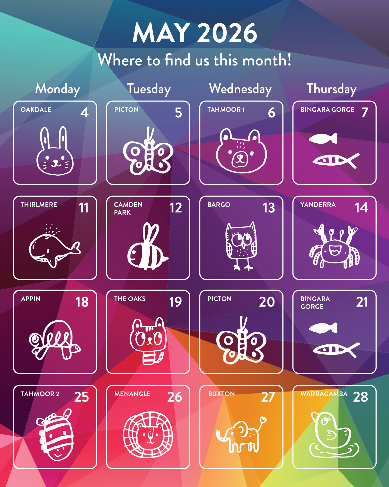 MAY26 Dilly Wanderer Calendar   Social   1080x1350px