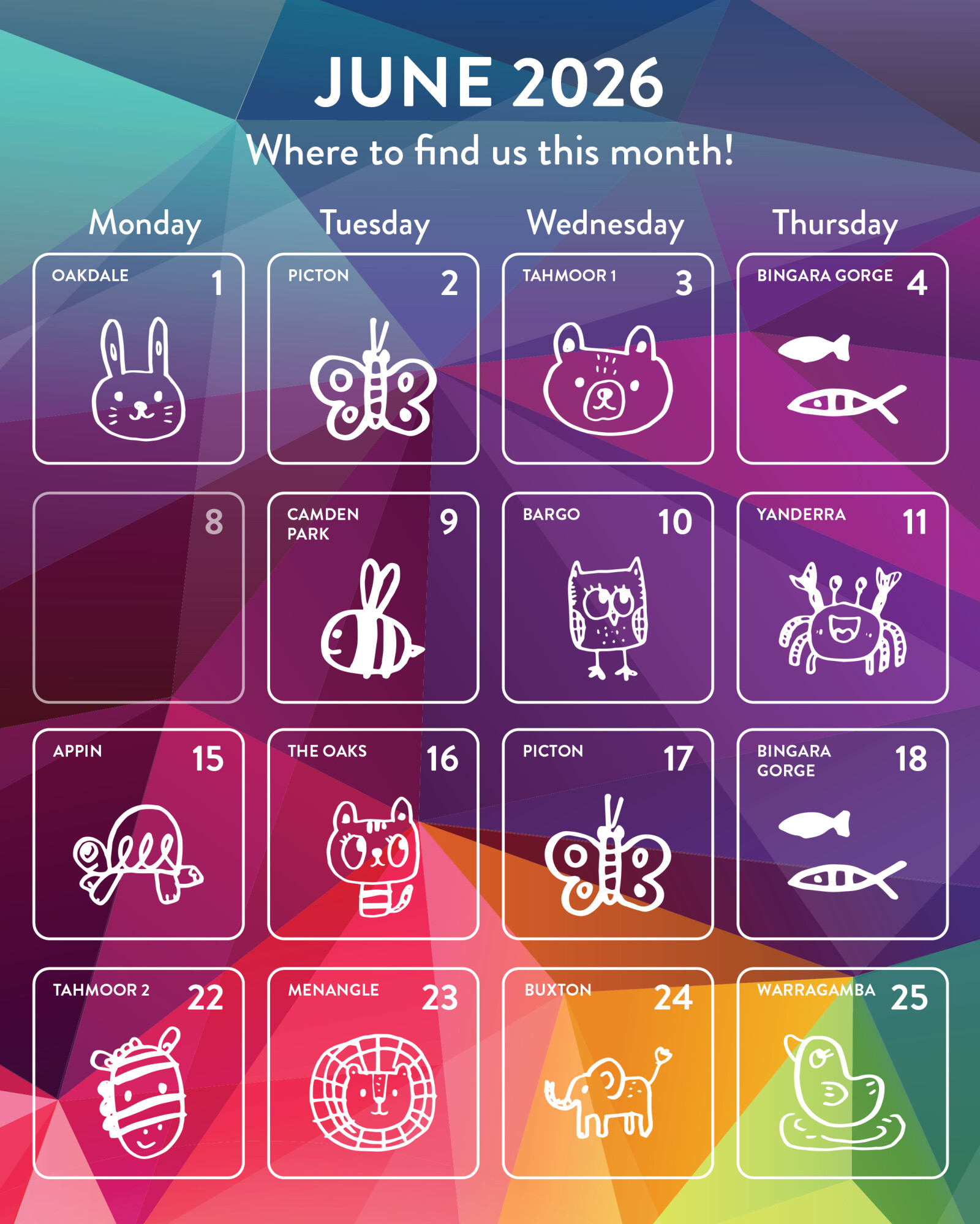 JUNE26 Dilly Wanderer Calendar   Social   1080x1350px